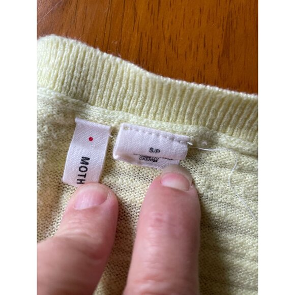 Anthropologie Moth Lightweight Lime Yellow Sweater Top Dolan 3/4 sleeve SP - Picture 3 of 7